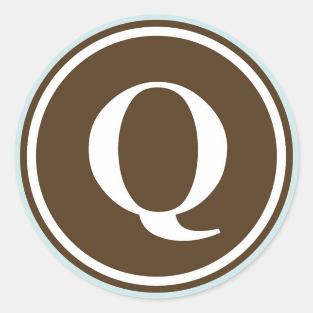 Initial Q monogram circle letter seal party favour (Front)