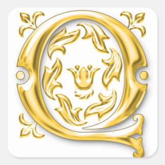 Initial Q Monogram Sticker in Gold