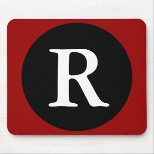Initial R / Letter R Red Black & White Mousepad