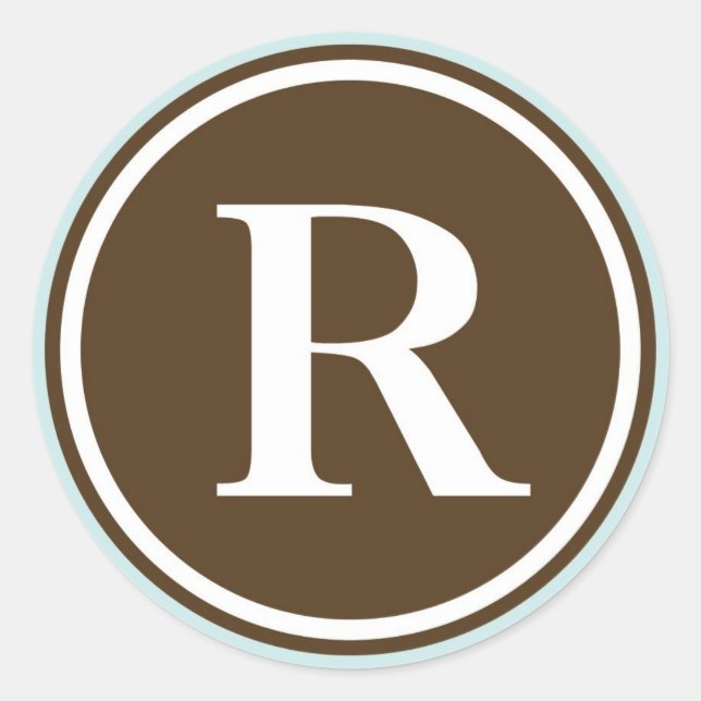 Initial R monogram circle letter seal party favour (Front)