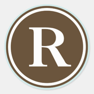 Initial R monogram circle letter seal party favour