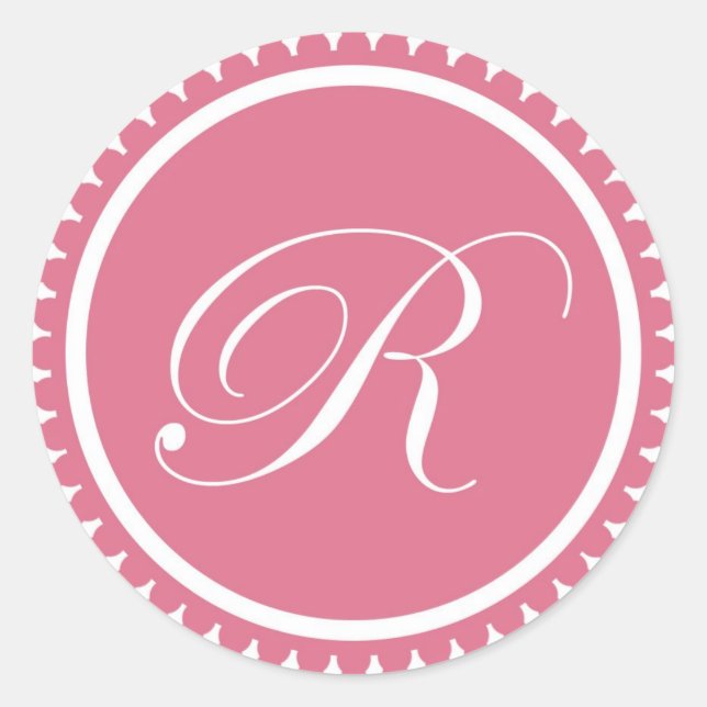 Initial R princess pink monogram seal party favour (Front)