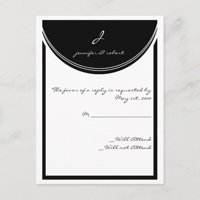 Initial Reaction: Monogram in Black and White Postcard (Front)