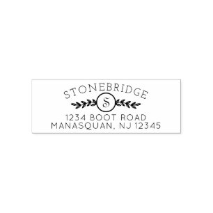 Initial Return Address with Greenery Self-inking Stamp