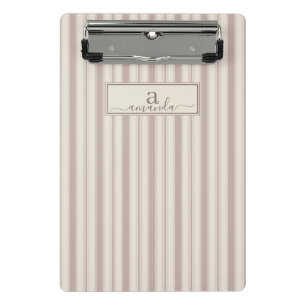 Initial Rustic Farmhouse Striped Beige & Taupe Mini Clipboard