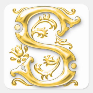 Initial S Monogram Sticker in Gold