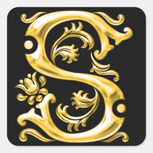 Initial S Monogram Sticker in Gold