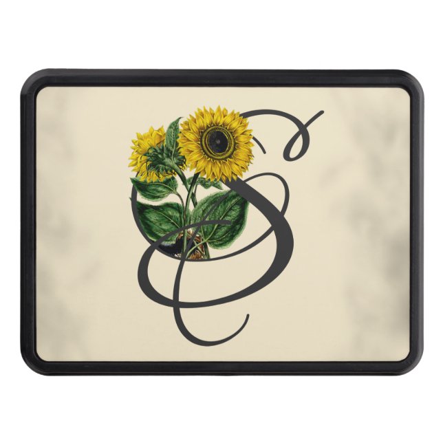 Initial S, Vintage Sunflower Trailer Hitch Cover (Front)