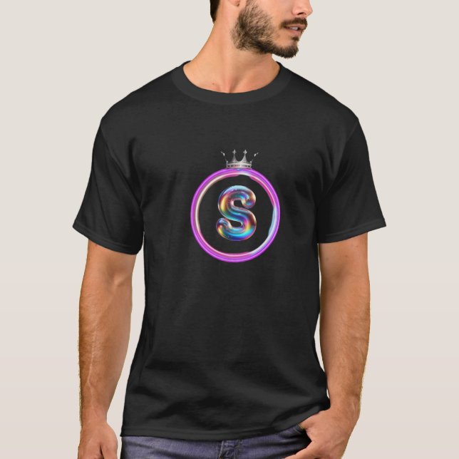 Initial S with colourful Boundary Royal T-Shirt  (Front)