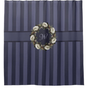 Initial Stripe Elegant Winter Garden Floral Wreath