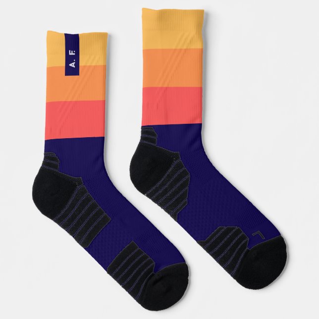Initial striped socks. Personalized. Crew Socks (Right)