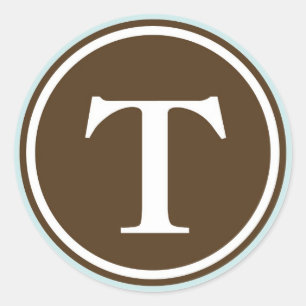 Initial T monogram circle letter seal party favour