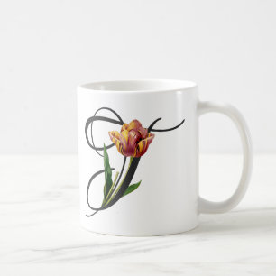 Initial T, Vintage Tulips Coffee Mug