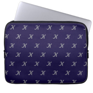 Initial Tablet Case (Navy Blue & Silver)
