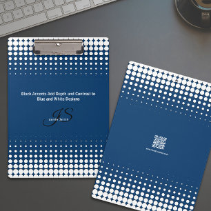 Initial Tagline Half Tone Blue White Personal Clipboard