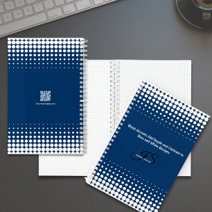 Initial Tagline Half Tone Blue White Personal Notebook