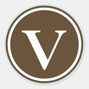 Initial V monogram circle letter seal party favour