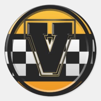 Initial V taxi driver Classic Round Sticker