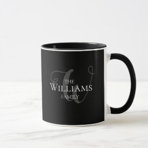 Initial with lastname / family surname black mug