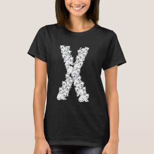Initial X Capital Letter Funny Cat Lover Feline Ki T-Shirt