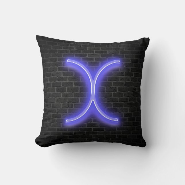 Initial X In Neon Marquee On Brick  Throw Pillow (Front)