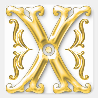 Initial X Stickers in Gold