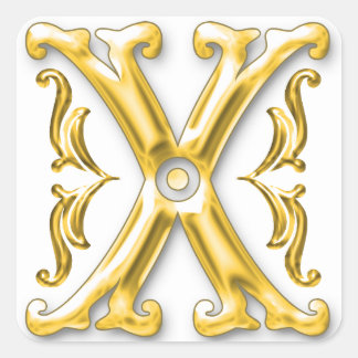 Initial X Stickers in Gold