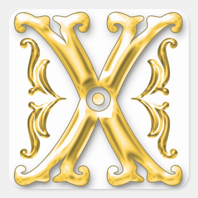 Initial X Stickers in Gold (Front)