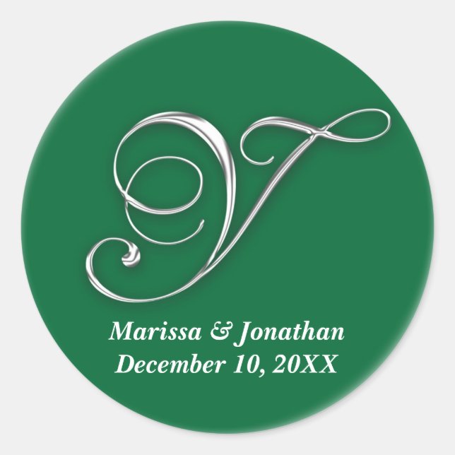 Initial Y green monogram custom name favour seal (Front)