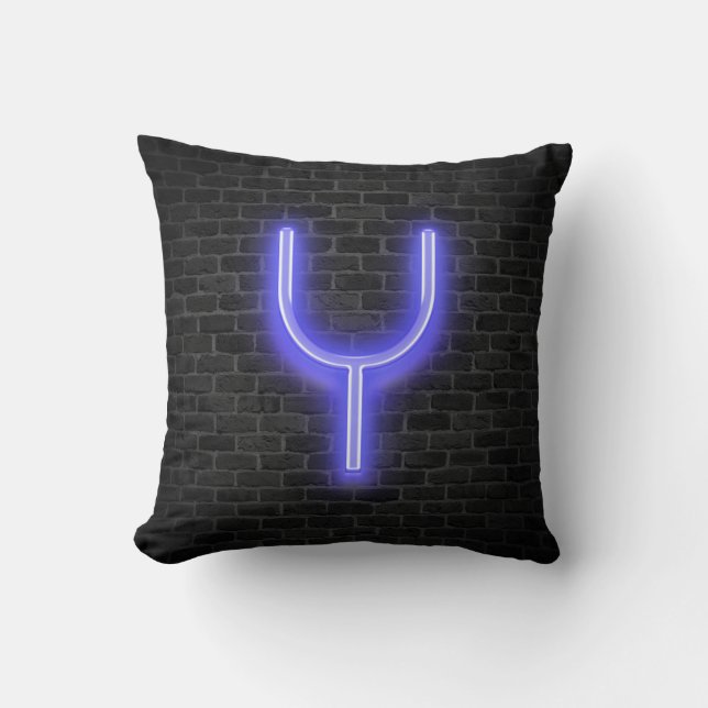 Initial Y In Neon Marquee On Brick  Throw Pillow (Front)