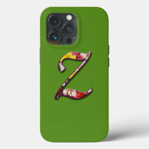 Initial Z Monogram in Floral Design iPhone 13 Pro Case