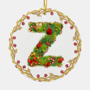 initial Z monogrammed christmas ornament - circle