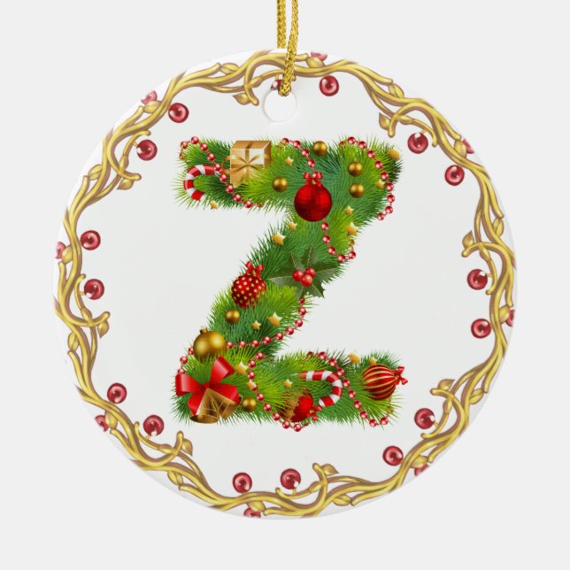 initial Z monogrammed christmas ornament - circle (Front)