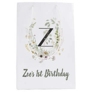 Initial Z With Soft colour flower Medium Gift Bag