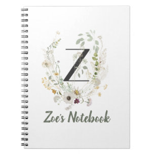 Initial Z With Soft colour flower  Notebook