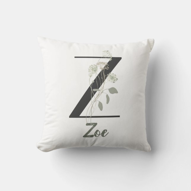 Initial Z With Soft colour flower  Throw Pillow (Front)