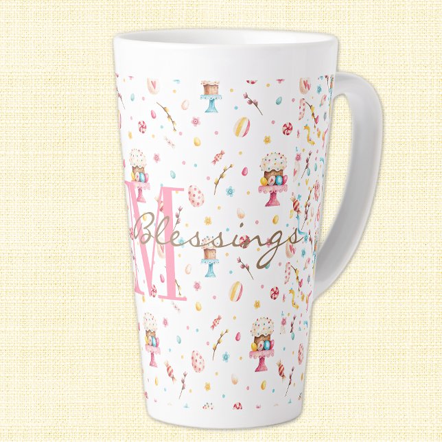Initiale, 17oz Latte Mug Motif des Bénédictions de (Créateur téléchargé)