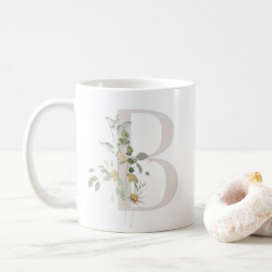 Initiale B avec fleur de couleur douce Café Mug