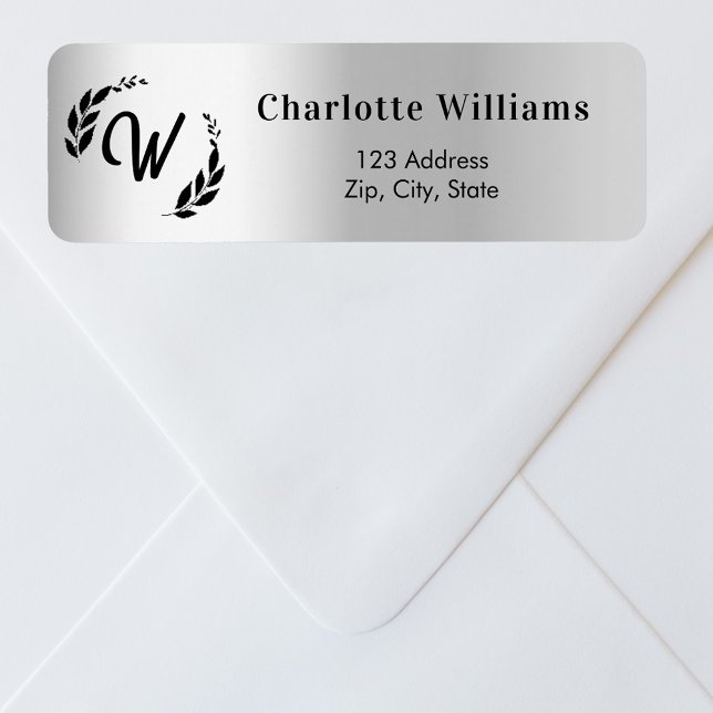 Initiale de monogramme d'argent adresse de retour (Créateur téléchargé)