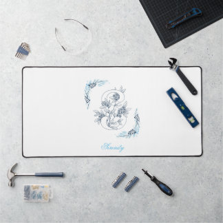 Initiale "S" Monogramme bleu Calme Floral