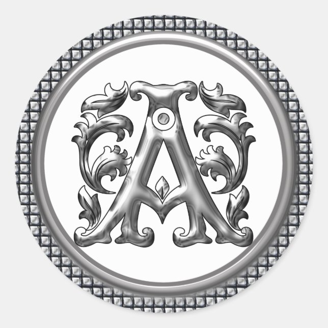 Initiale un Sticker rond en argent (Devant)