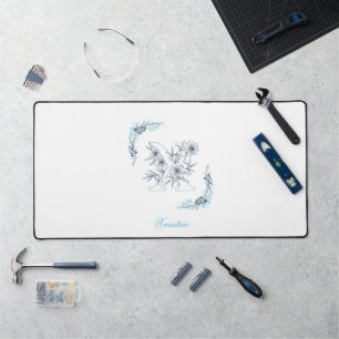 Initiale "X" Monogramme Bleu Calme Floral