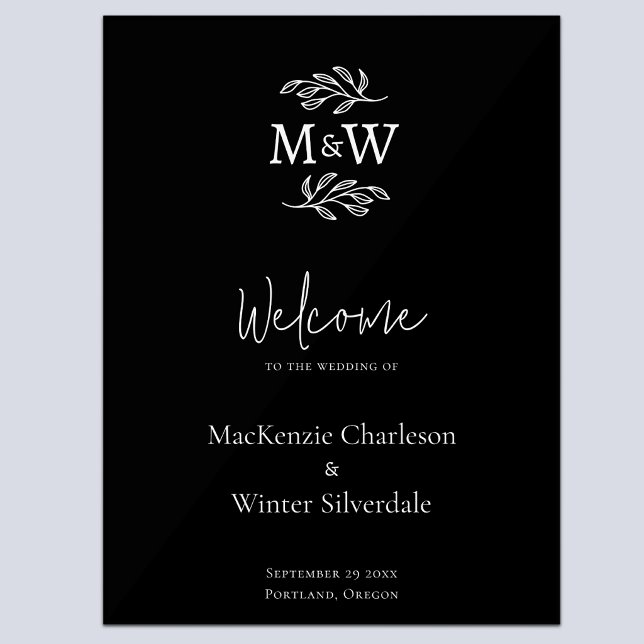 Initiales de monogramme de couple de mariage botan (Modern minimalist wedding couple monogram initial wedding welcome sign)