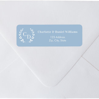 Initiales de monogramme en bleu poussiéreux couron