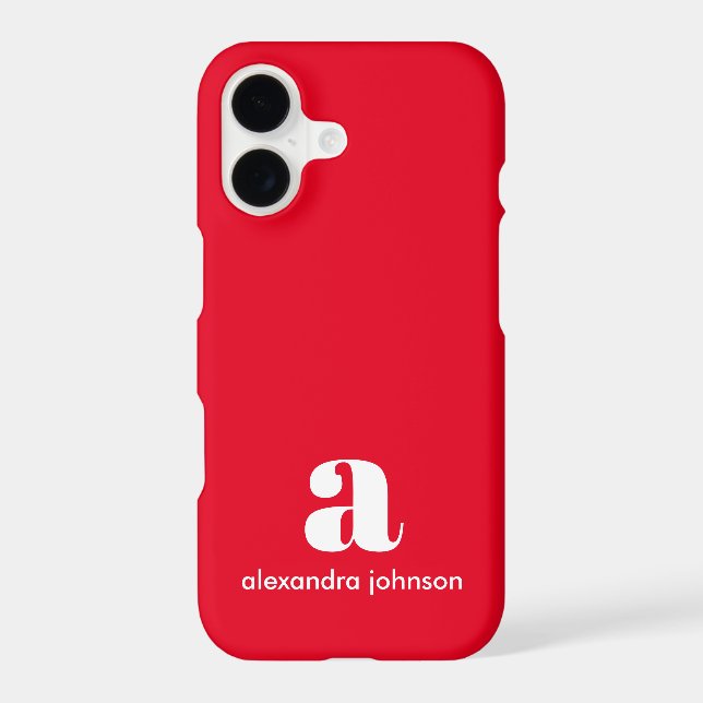 Initiales de monogramme moderne nom simple rouge (Verso)