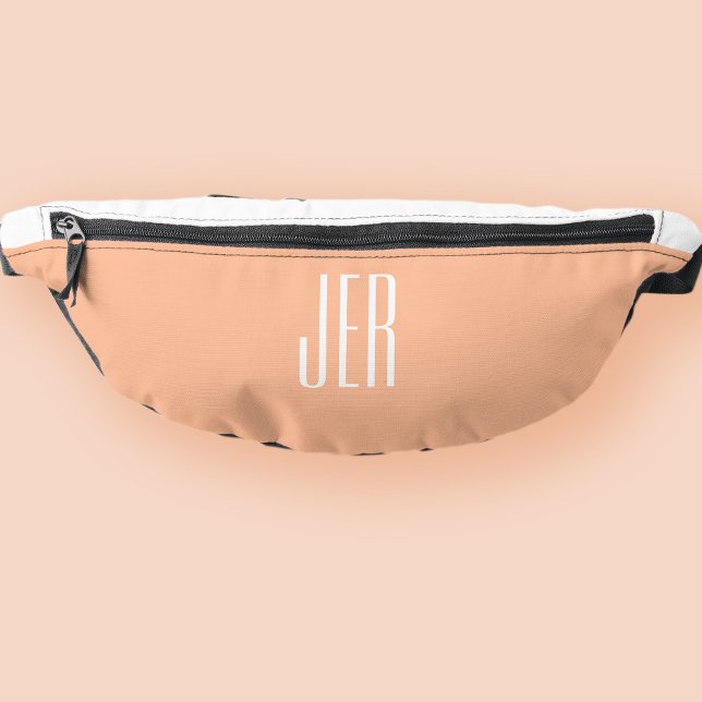 Initiales de monogramme moderne personnalisables p (Customizable Modern Monogram Initials Peach White Fanny Pack)