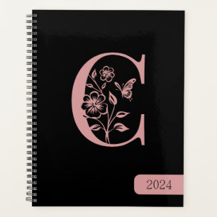 Initiales de monogramme Pêche Noire nom minimalist