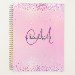 Initiales de nom en monogramme rose paillettes vio