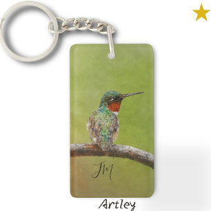 Initiales de peinture d'oiseaux de colibri à gorge