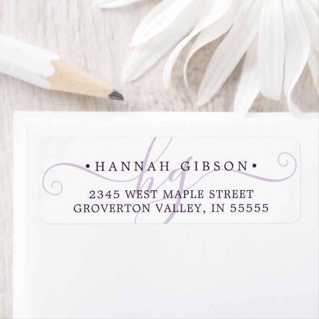 Initiales de script Monogramme moderne Silver Purp (En situation)